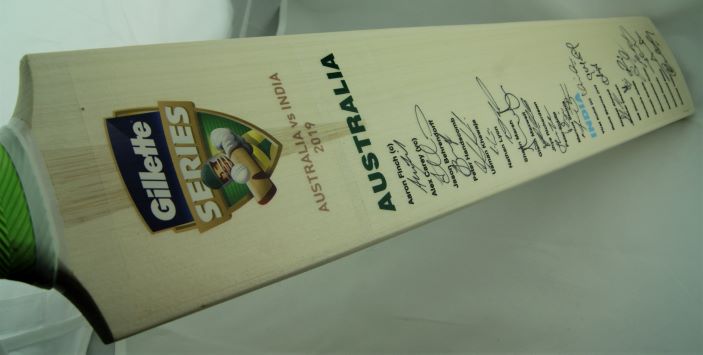 Signed Cricket Bat - AUS v IND